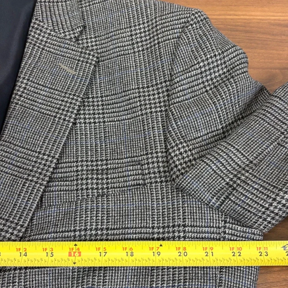 Haggar Collections 42L 100% Lambswool‎ Blazer Glen Plaid Mens Sport Coat Jacket